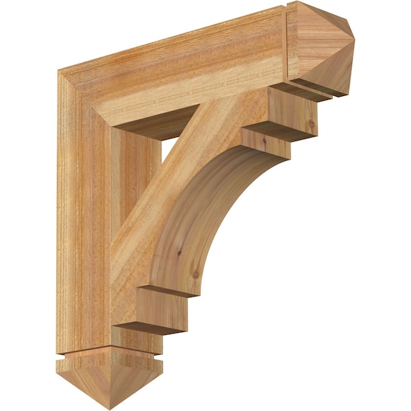Ekena Millwork Merced Arts & Crafts Rough Sawn Bracket, Western Red Cedar, 6"W x 28"D x 28"H BKT06X28X28MRC03RWR - main